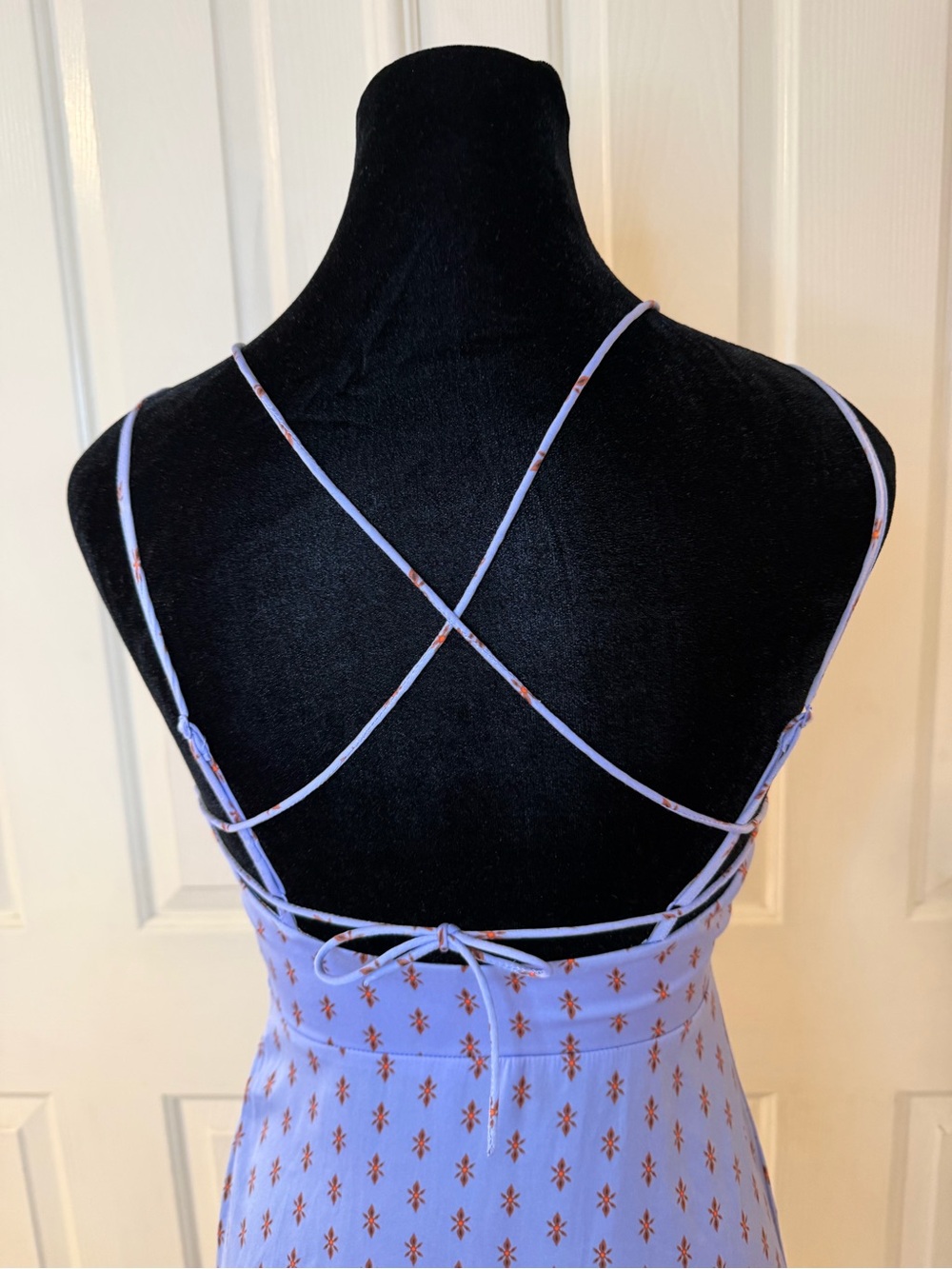 Free People Midi Slip Dress Lavender Print Tie Strap Sz 0 Party Sexy Boho Spring - Picture 8 of 16